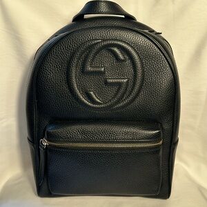 GUCCI Soho Pebbled Calfskin Black Backpack - Authentic